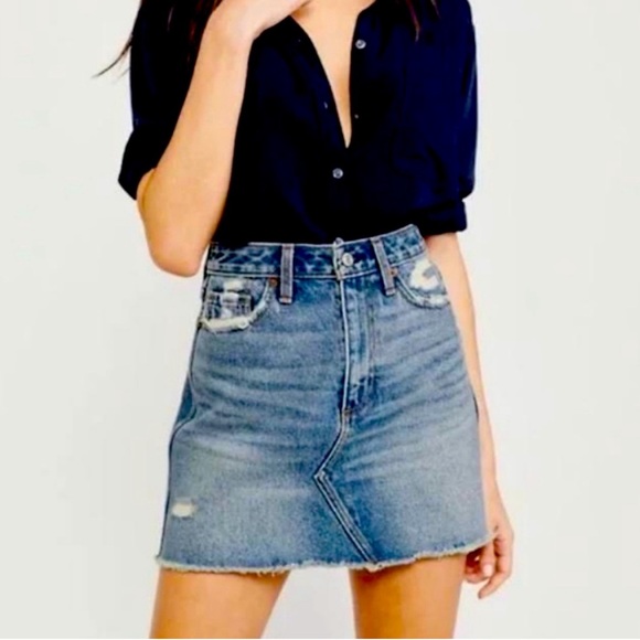 ABERCROMBIE & FITCH Zoe Natural Rise Vintage A-Line Skirt Denim Mini Y2K Size 0 - Picture 1 of 10